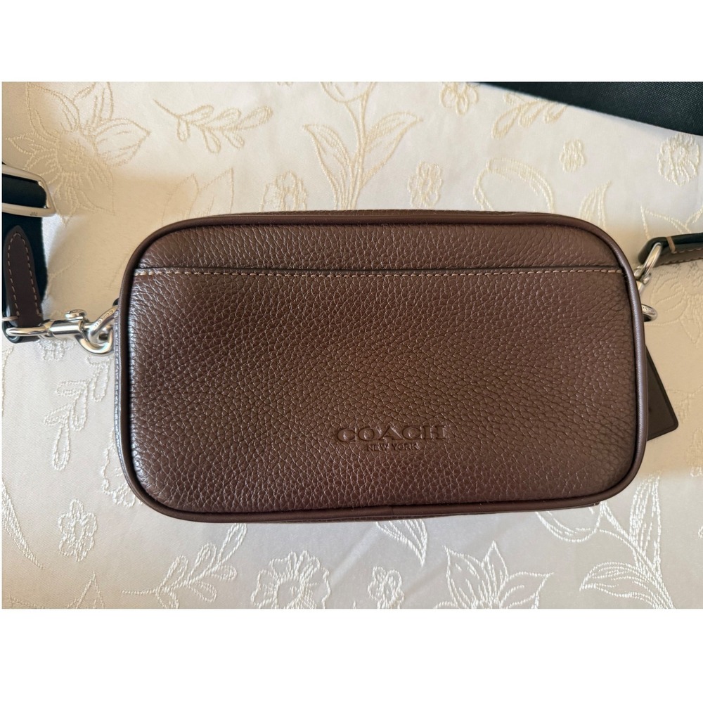 Coach Crossbody Bag Dark Brown Pebbled Leather Small Messenger C4148 - Picture 2 of 7
